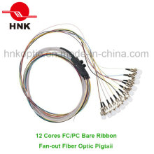 12 Cores FC PC Singlemode Ruban Fan-out Pigtail